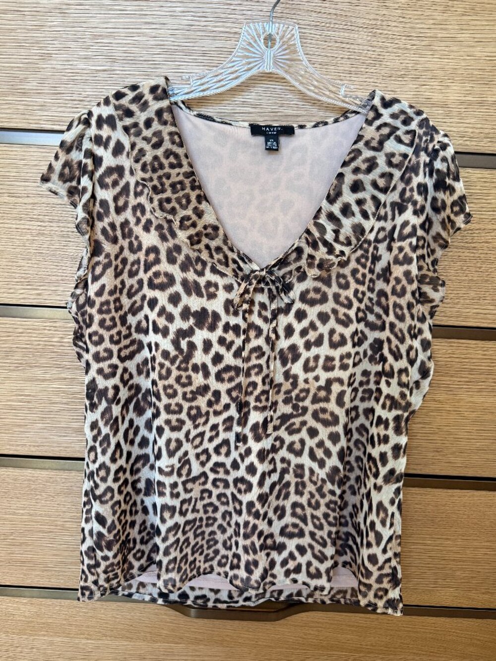 Tie-Front Animal Print Blouse